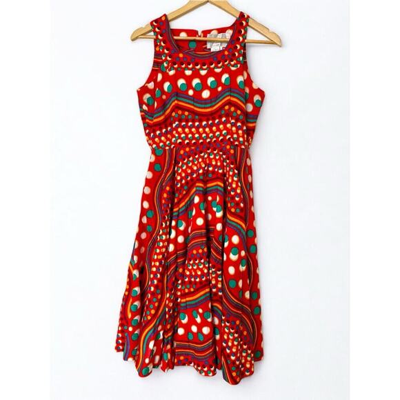 Vintage 80s Japanese Red Polka Dot Midi Dress Maximalist Yokohama Streetwear - Picture 4 of 13
